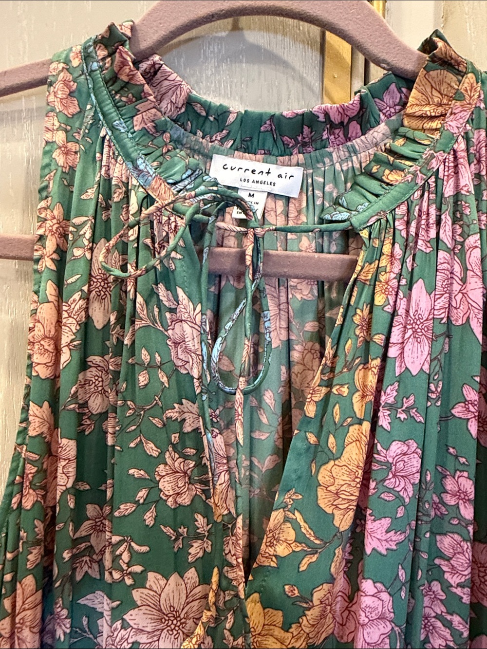 Current Air Green Floral Cara Sleeveless Pleated Mini Dress - Picture 3 of 7